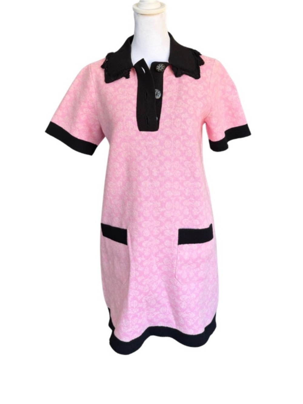 Coach Pink Floral Knit Polo Dress - Picture 3 of 8